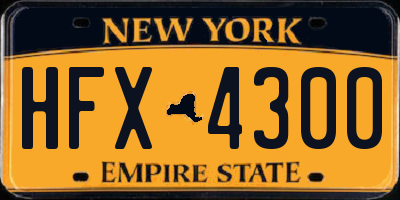 NY license plate HFX4300
