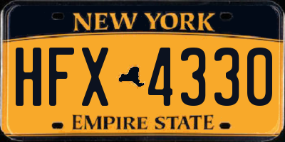 NY license plate HFX4330