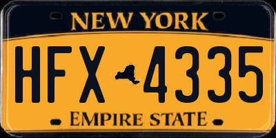 NY license plate HFX4335