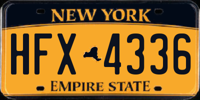 NY license plate HFX4336
