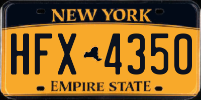 NY license plate HFX4350