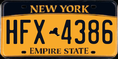 NY license plate HFX4386