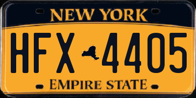 NY license plate HFX4405
