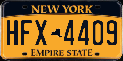NY license plate HFX4409