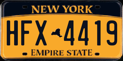 NY license plate HFX4419