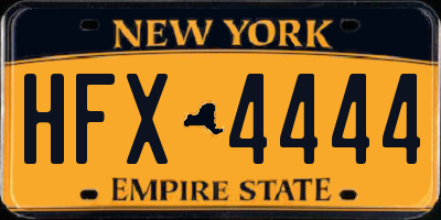NY license plate HFX4444