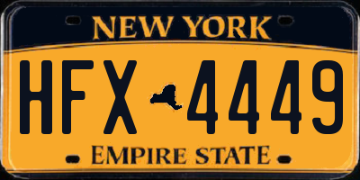 NY license plate HFX4449