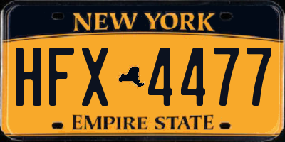 NY license plate HFX4477