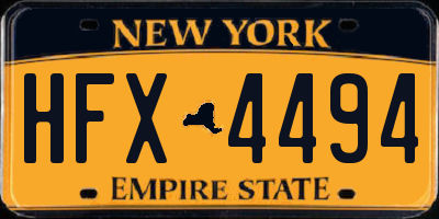 NY license plate HFX4494