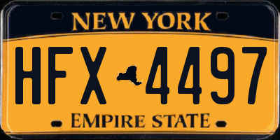 NY license plate HFX4497