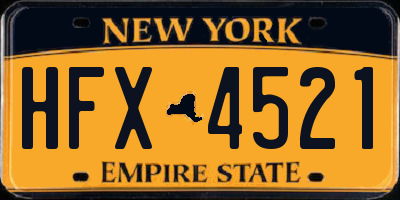 NY license plate HFX4521