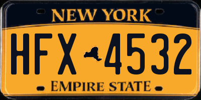 NY license plate HFX4532