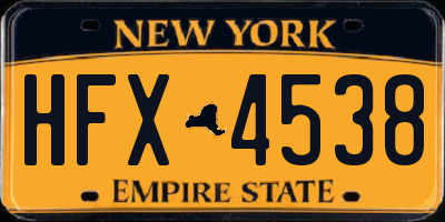 NY license plate HFX4538