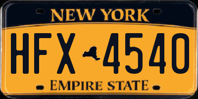NY license plate HFX4540