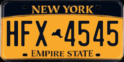 NY license plate HFX4545