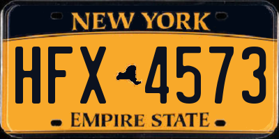 NY license plate HFX4573