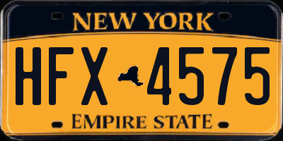 NY license plate HFX4575