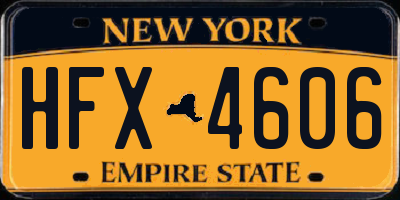 NY license plate HFX4606