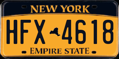 NY license plate HFX4618