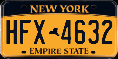 NY license plate HFX4632