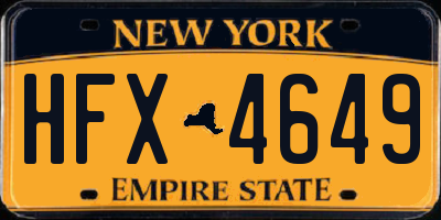 NY license plate HFX4649