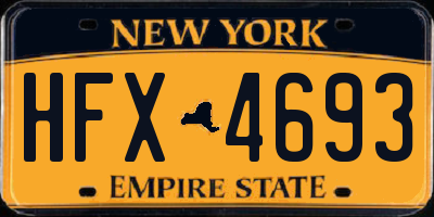 NY license plate HFX4693