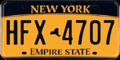NY license plate HFX4707