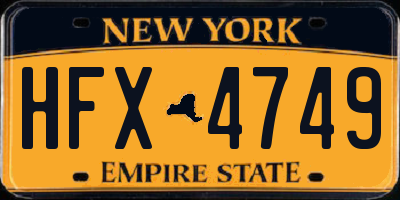 NY license plate HFX4749