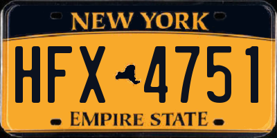 NY license plate HFX4751