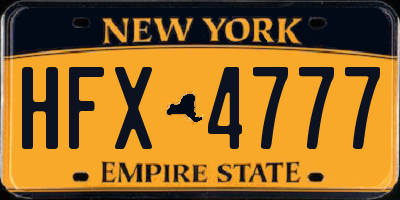 NY license plate HFX4777