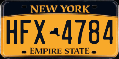 NY license plate HFX4784