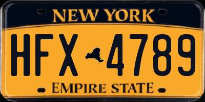 NY license plate HFX4789