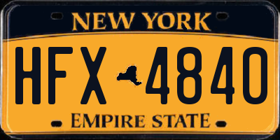 NY license plate HFX4840