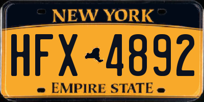 NY license plate HFX4892