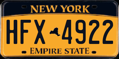 NY license plate HFX4922