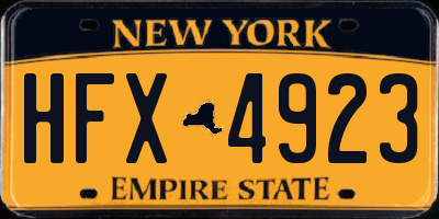 NY license plate HFX4923