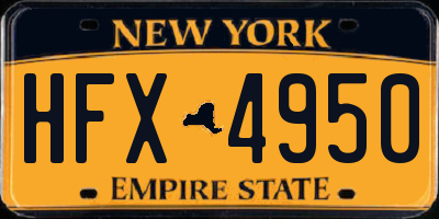 NY license plate HFX4950