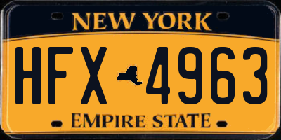 NY license plate HFX4963