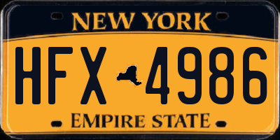 NY license plate HFX4986