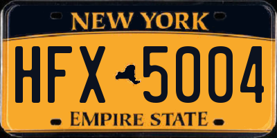NY license plate HFX5004