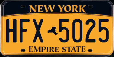 NY license plate HFX5025