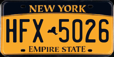 NY license plate HFX5026