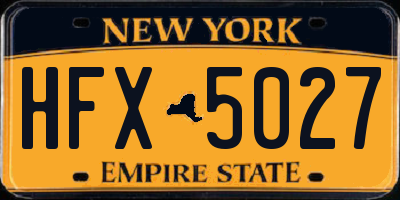 NY license plate HFX5027