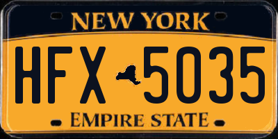NY license plate HFX5035
