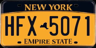 NY license plate HFX5071