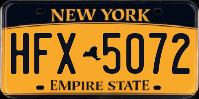 NY license plate HFX5072