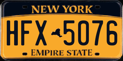 NY license plate HFX5076