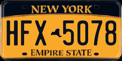 NY license plate HFX5078