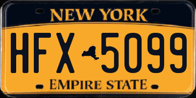 NY license plate HFX5099