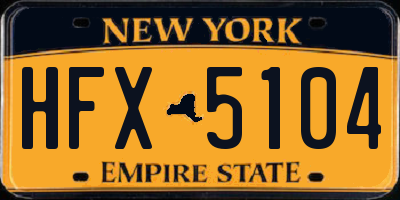 NY license plate HFX5104